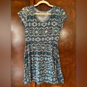 Wallflower Geometric Blue and White Mini Dress